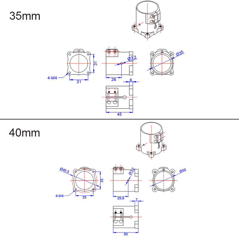 RJXHOBBY 90° D16 20 25 30 35 40mm Landing Gear Vertical Mount Base Nozzle Connecting Rod Fixing Parts for RC UAV Drone