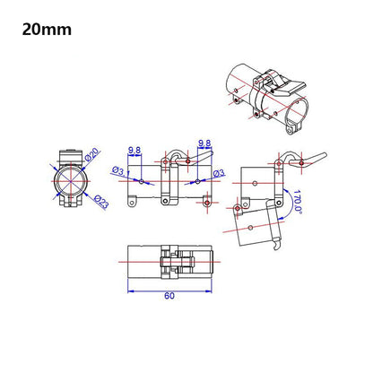 RJXHOBBY 20mm/25mm/30mm/35mm/40mm Pipe Union Connection Horizontal Folding Arm Tube Joint for UAV Multicopter Drone