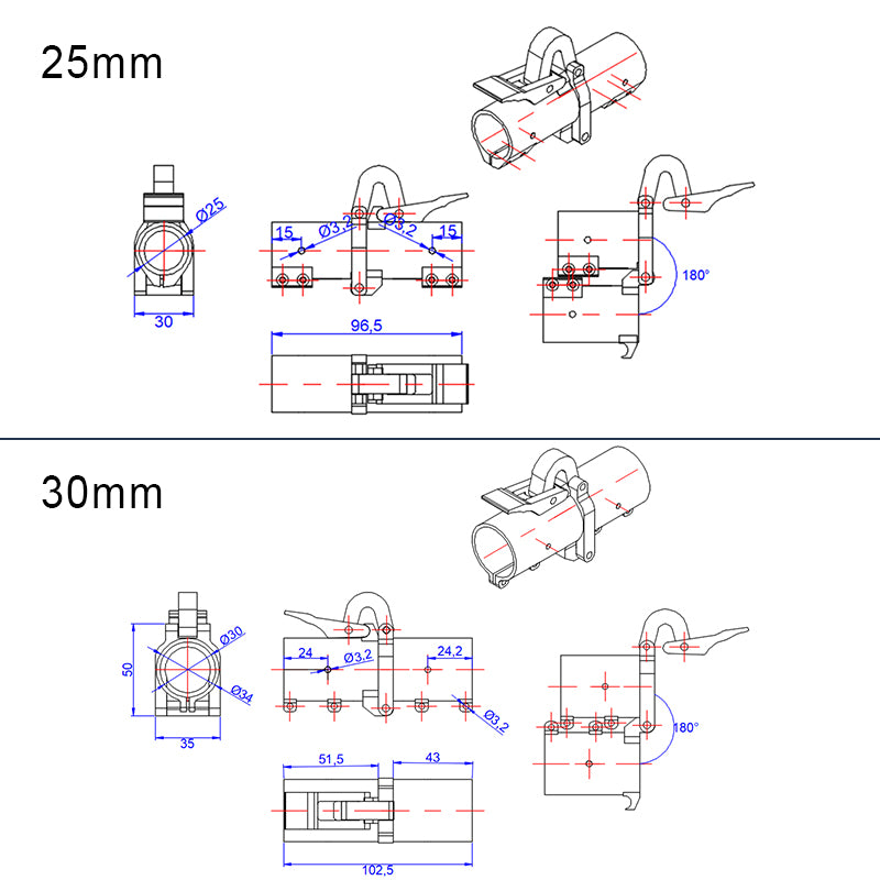 Double-locking fixed carbon tube with no gaps for secure and tight fit.