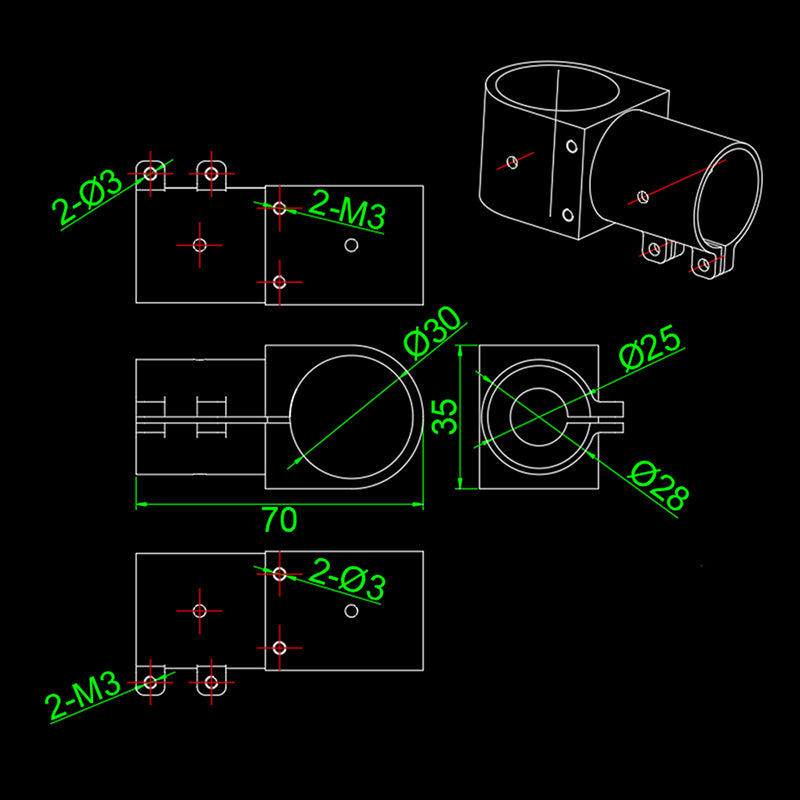 RJX Landing Gear Aluminum Alloy Tee Tripod 25m to 30mm Carbon Fiber Tube Connector For Agriculture Drone UAV