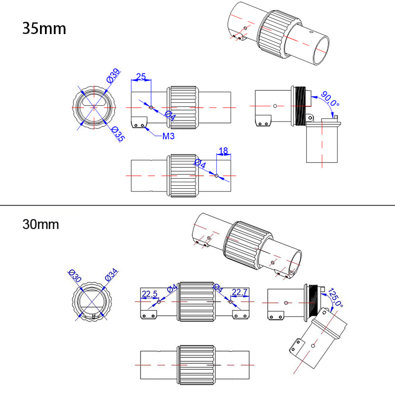 RJXHobby 30mm/35mm/40mm/45mm Folding Arm Carbon Tube Connector Clip Self-lock for Agriculture Drone