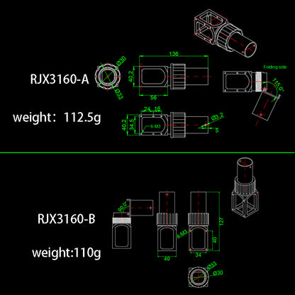 RJX 30mm Aluminum Folding Arm Pipe Clamp