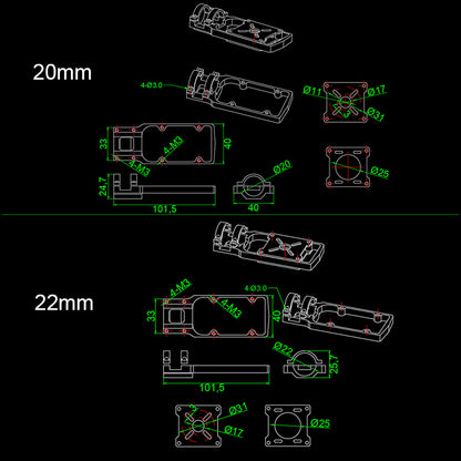 RJX 20mm 22mm 25mm Carbon Tube Metal Aluminium Alloy Motor Mount Seat for DIY Quadcopter Frame Kit Parts Accessories