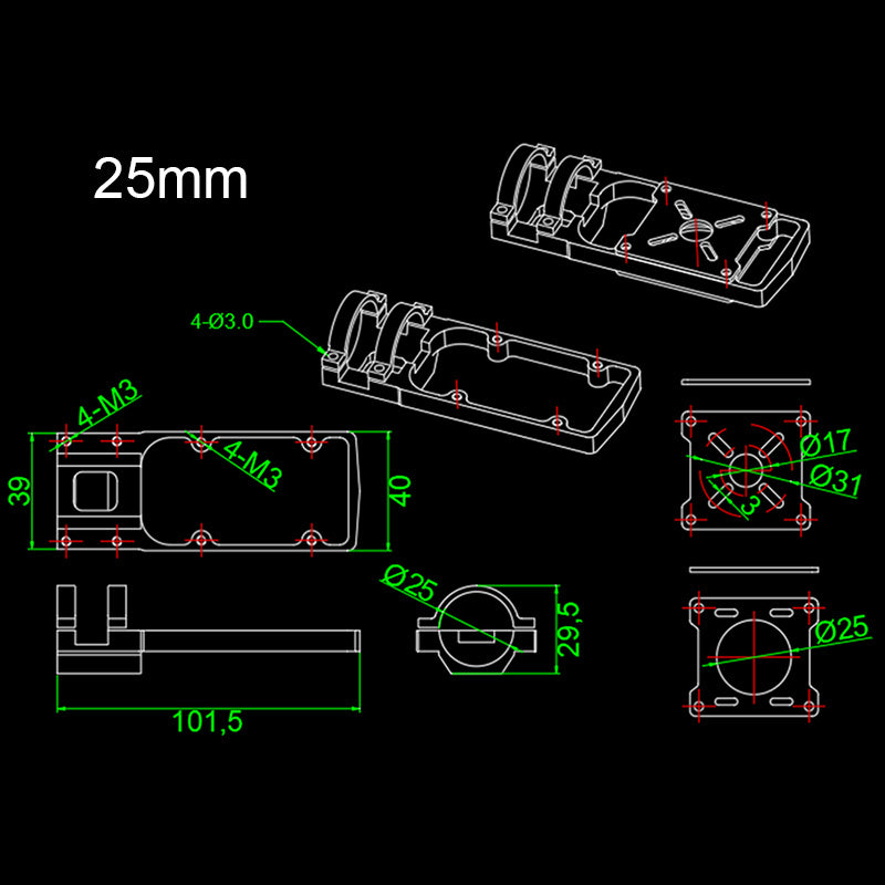 RJX 20mm 22mm 25mm Carbon Tube Metal Aluminium Alloy Motor Mount Seat for DIY Quadcopter Frame Kit Parts Accessories