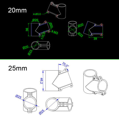 RJXHOBBY 110° 20 mm 25 mm 30 mm 25 bis 30 mm T-Verbindungs-Fahrwerksanschluss für RC Plant UAV Drone