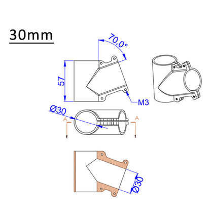 RJXHOBBY 110° 20mm 25mm 30mm 25 to 30mm Tee Joint Landing Gear Connector for RC Plant UAV Drone