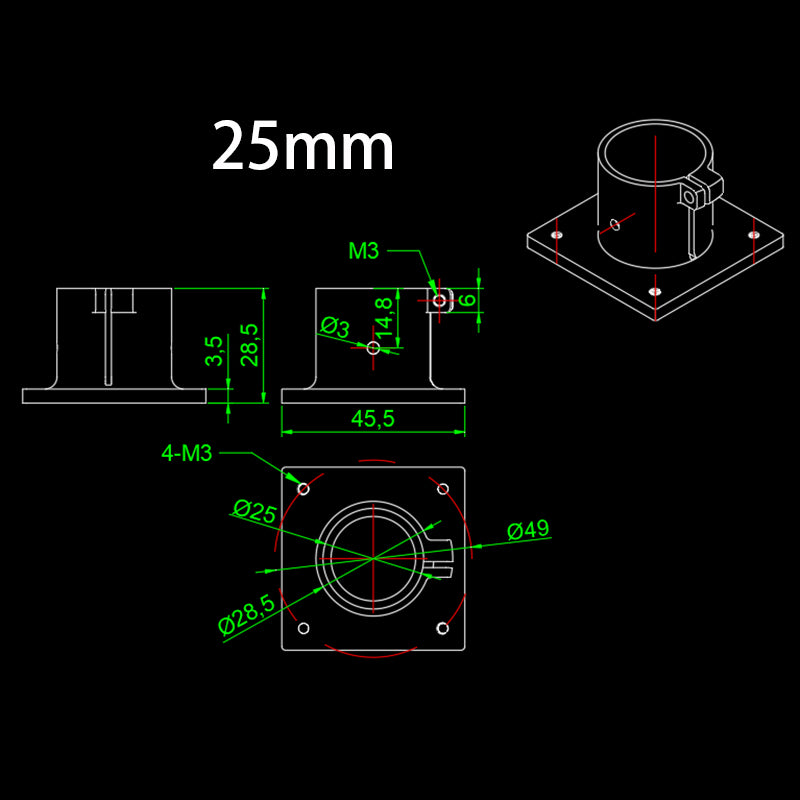 RJXHOBBY 16 20 25mm Tripod Vertical Fixed Seat Landing Gear Fixture Mount Tube Support for RC Agriculture Plant UAV Drone