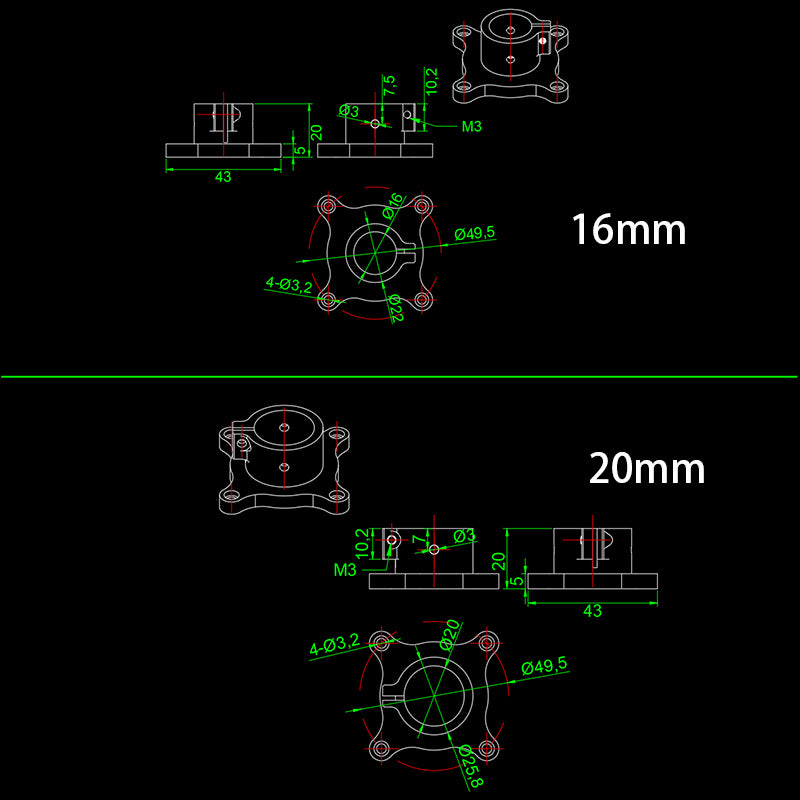 RJXHOBBY 16 20 25mm Tripod Vertical Fixed Seat Landing Gear Fixture Mount Tube Support for RC Agriculture Plant UAV Drone