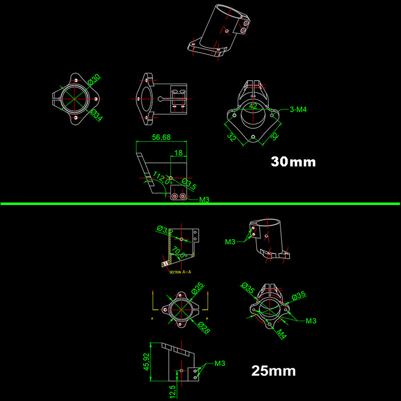 RJX D16/20/25/30mm Tripod Fixed Mount Landing Gear Carbon Tube Fixture Pince Fixing Mount Connector Joint for UAV