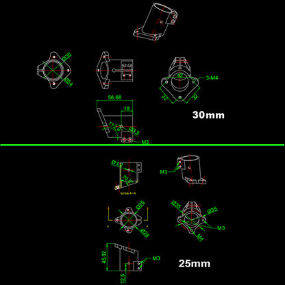 RJX D16/20/25/30mm Tripod Fixed Mount Landing Gear Carbon Tube Fixture Pince Fixing Mount Connector Joint for UAV