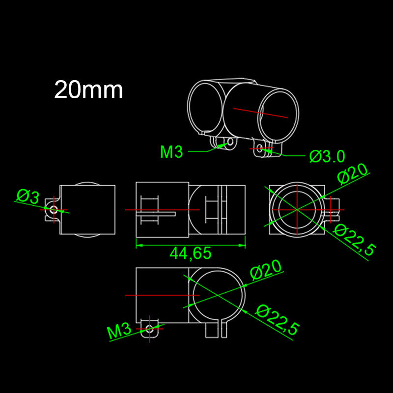 RJXHOBBY Landing Gear Tee Tripod 16/18/20/20 to 16mm Carbon Fiber Tube Connector For Agriculture Drone UAV