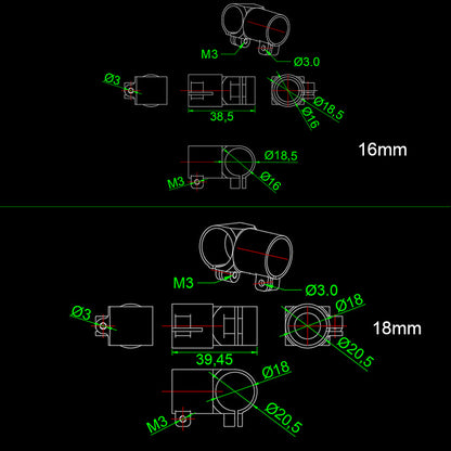 RJXHOBBY Landing Gear Tee Tripod 16/18/20/20 to 16mm Carbon Fiber Tube Connector For Agriculture Drone UAV