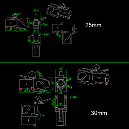 RJX 6° Aluminum alloy folding down arm pipe joint 25mm 30mm for plant protection uav RC helicopter spareparts