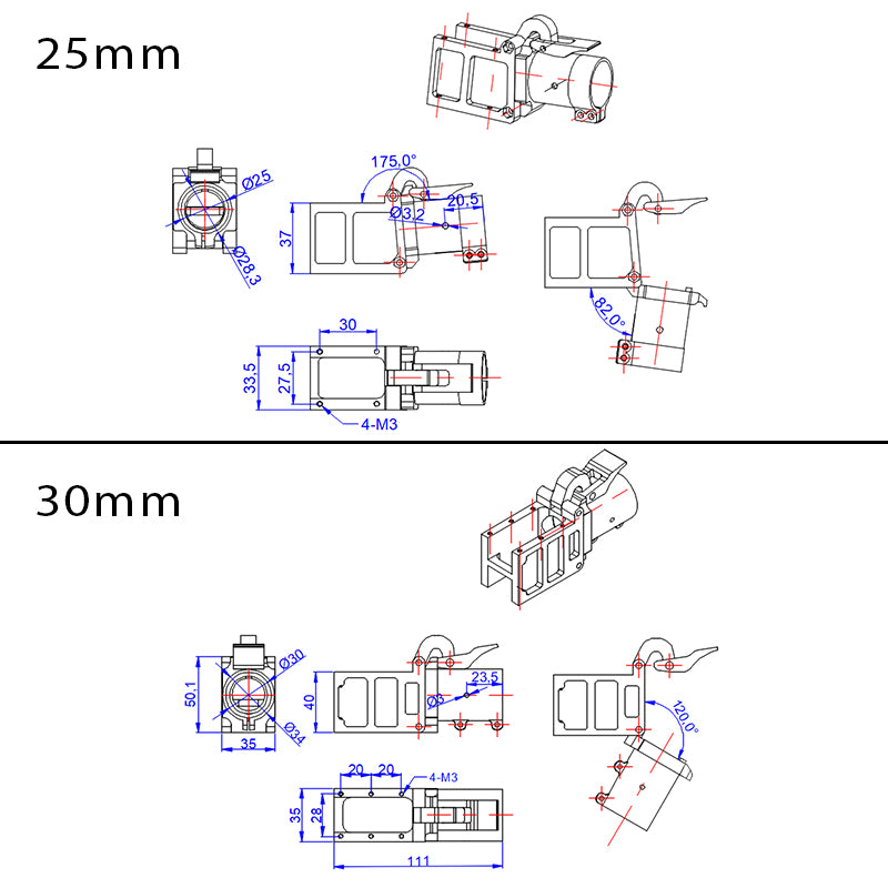 RJX Aluminum alloy folding down arm pipe joint 25mm 30mm for plant protection Agriculture Drone RC helicopter