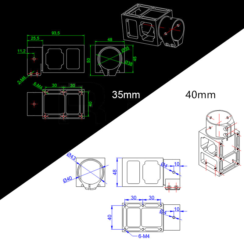 RJX Aluminum alloy 25 30 35 40 45 50mm Center Plate Mount Holder for RC Multirotor Drone