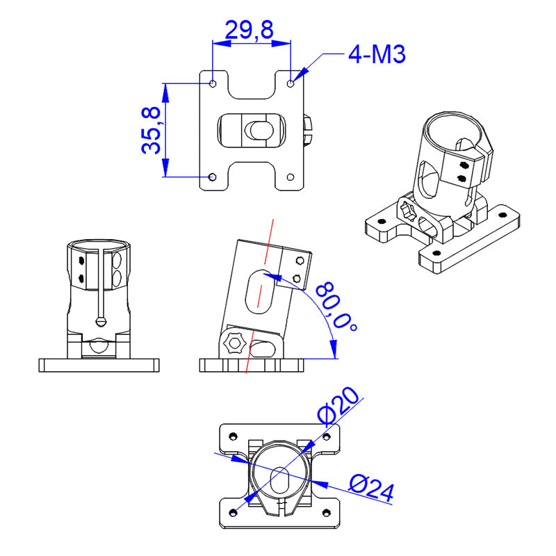 RJX 88° D20mm diameter landing gear fixed connector holder for Agriculture drone Large Load Multi/Quadcopter Accessories