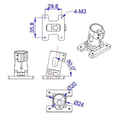 RJX 88° D20mm diameter landing gear fixed connector holder for Agriculture drone Large Load Multi/Quadcopter Accessories