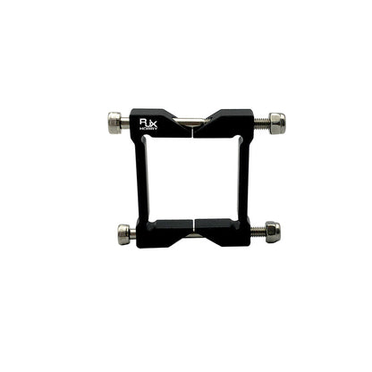 RJX Square Aluminum Tube Clamp, RJX Hobby square aluminum tube clamp in black with four bolts for securing square tubing