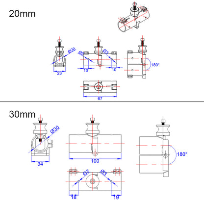 RJXHOBBY 20/30mm CNC Horizontal Folding Arm Tube Joint Multirotor UAV Agriculture Drone