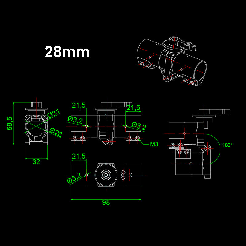 RJXHOBBY CNC Aluminium 28 / 30 / 35 / 40mm Tube Arm Folding down Connector for Plant Protection UAV Multicopter Drone