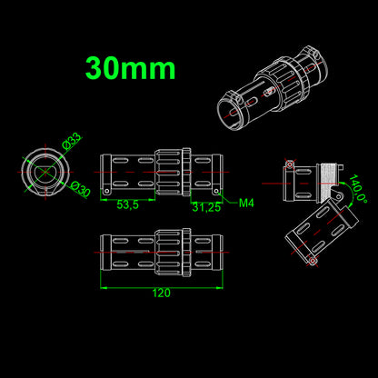 RJXHobby 30mm/40mm/50mm Folding Drone Arm Carbon Tube Connector Clip Self-lock for Agriculture Drone