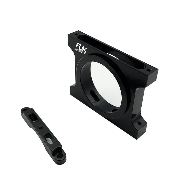 RJX 40mm aluminum step pipe clamp with black anodized bracket and separate clamping strap