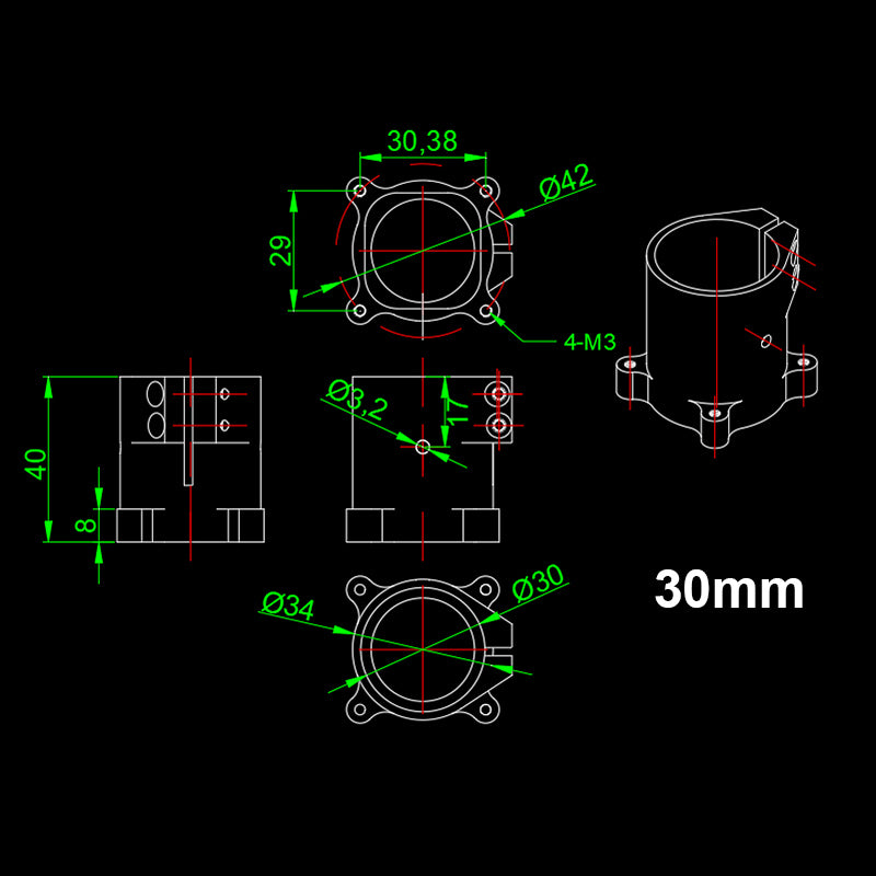 RJXHOBBY 90° D16 20 25 30 35 40mm Landing Gear Vertical Mount Base Nozzle Connecting Rod Fixing Parts for RC UAV Drone