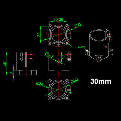 RJXHOBBY 90° D16 20 25 30 35 40mm Landing Gear Vertical Mount Base Nozzle Connecting Rod Fixing Parts for RC UAV Drone