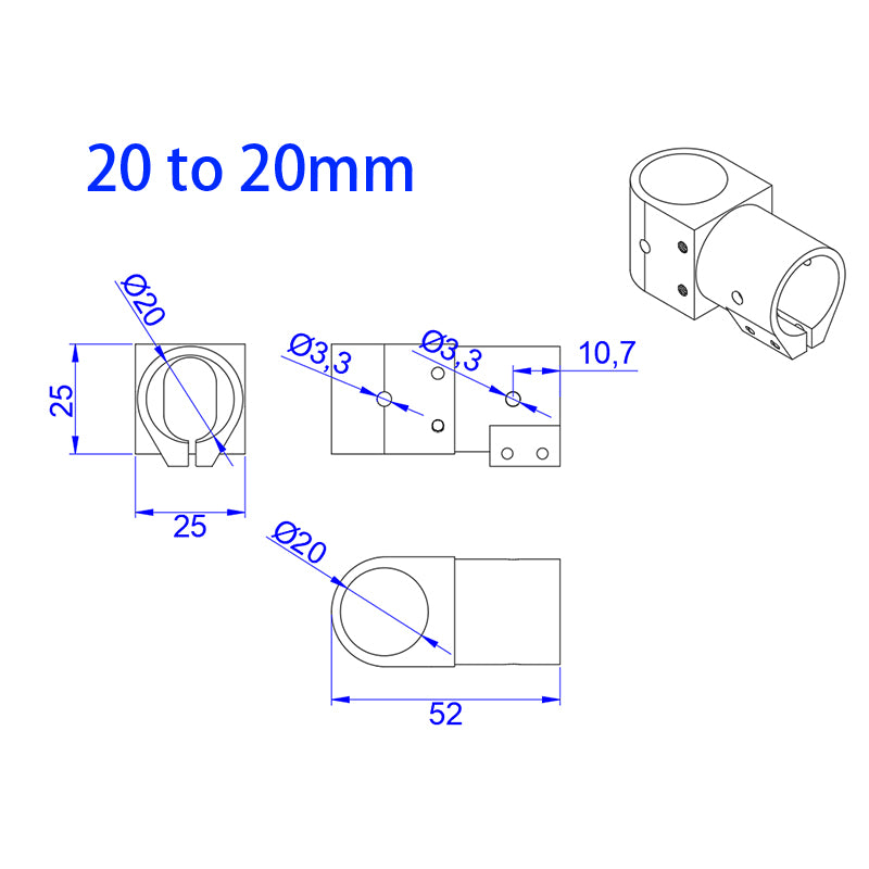 RJX 16,20,25,30,40 Landing Gear Aluminum Alloy Tee Tripod Carbon Fiber Tube Connector For Agriculture Drone UAV