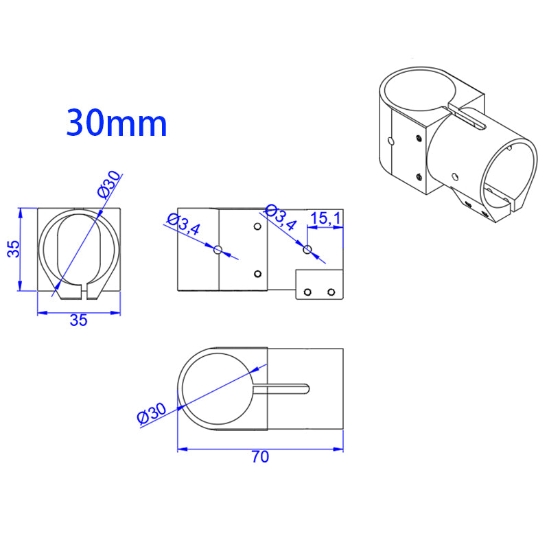 RJX 16,20,25,30,40 Landing Gear Aluminum Alloy Tee Tripod Carbon Fiber Tube Connector For Agriculture Drone UAV