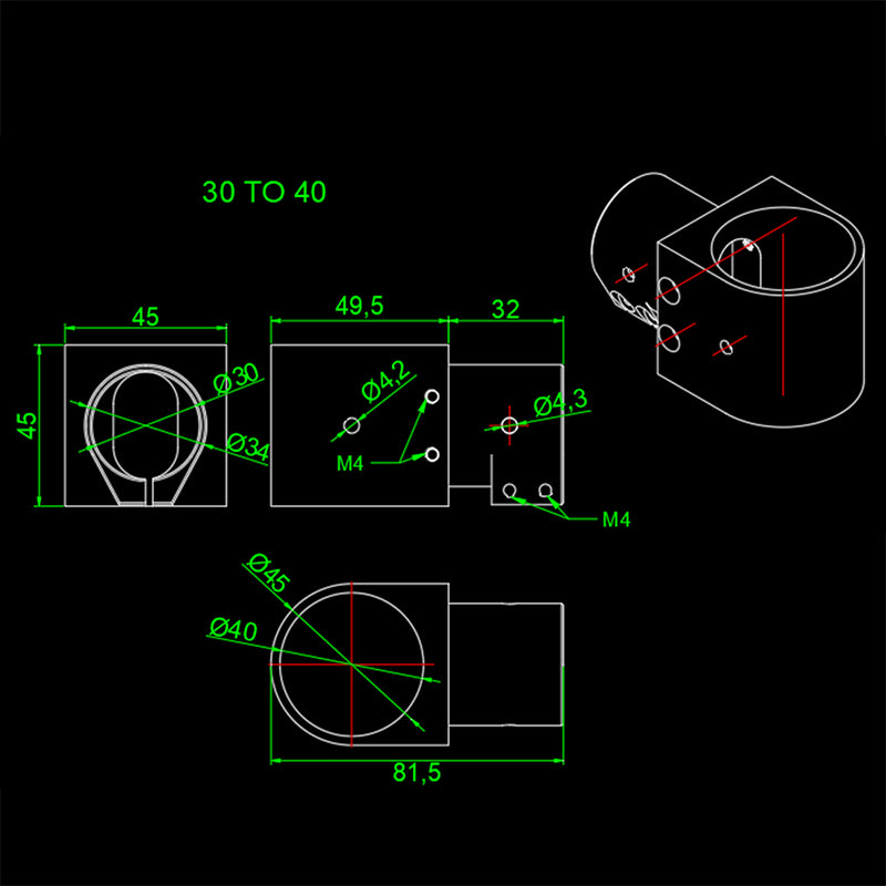 RJX 16,20,25,30,40 Landing Gear Aluminum Alloy Tee Tripod Carbon Fiber Tube Connector For Agriculture Drone UAV