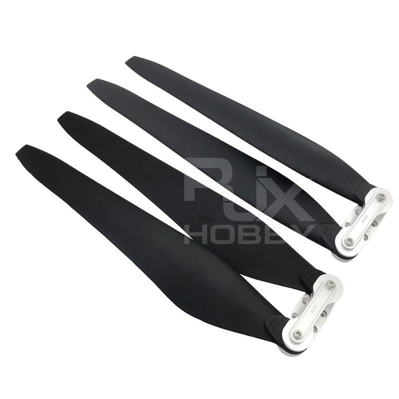 RJX Propeller Clip, RJX folding propeller blades with silver propeller clip hubs, black composite blades for RC aircraft