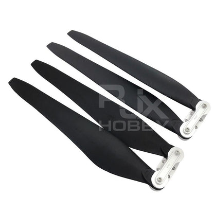 RJX Propeller Clip, RJX folding propeller blades with silver propeller clip hubs, black composite blades for RC aircraft