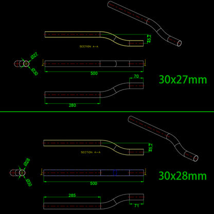 RJXHobby 30x27mm 30x28mm 3K Carbon Fiber Bend Tube for UAV Drone Arm - Plant Protection Multicopter