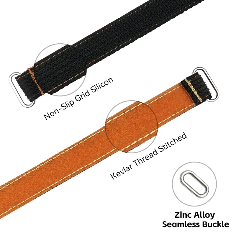 20mm wide non-slip silicone battery strap with Kevlar stitching and zinc alloy seamless buckle