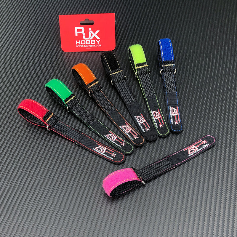 RJXHOBBY non-slip silicone battery straps with metal buckle, stitched webbing, assorted colors