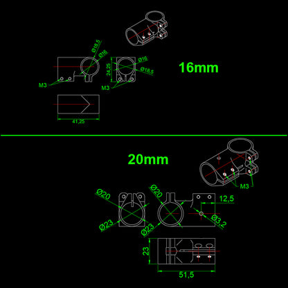 RJXHOBBY Landing Gear Aluminum Alloy Tee Tripod 16mm / 18mm / 20mm / 25mm Carbon Fiber Tube Connector For Agriculture Drone UAV