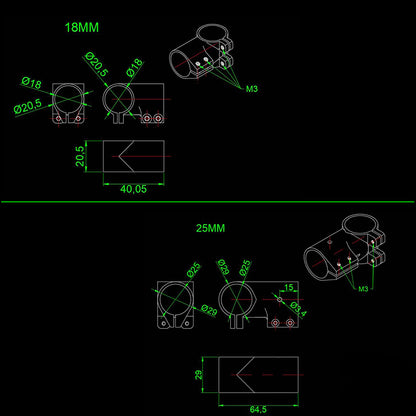 RJXHOBBY Landing Gear Aluminum Alloy Tee Tripod 16mm / 18mm / 20mm / 25mm Carbon Fiber Tube Connector For Agriculture Drone UAV