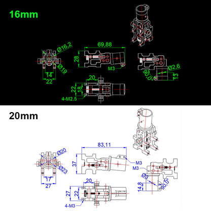 RJX V3 Z16 / Z20 / Z35 / Z40 / Z50 CNC Aluminum Folding Down Arm Tube for RC Quadcopter Drone