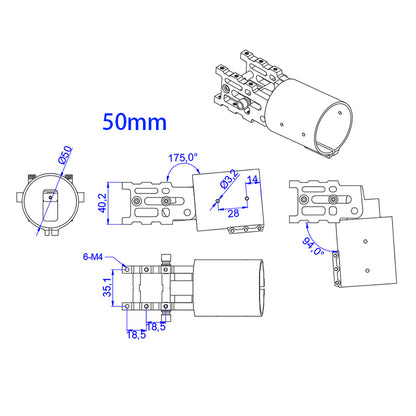 RJX V3 Z16 / Z20 / Z35 / Z40 / Z50 CNC Aluminum Folding Down Arm Tube for RC Quadcopter Drone