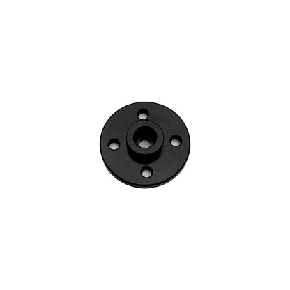 Black metal 25T servo horn disc with raised center hub and four mounting holes for MG995/MG996 servos