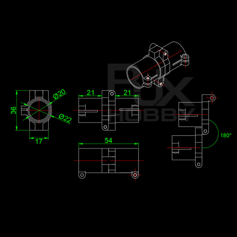 RJXHobby Transverse Folding Arm Tube Joint 20mm hinge CNC Aluminum for Quadcopter UAV