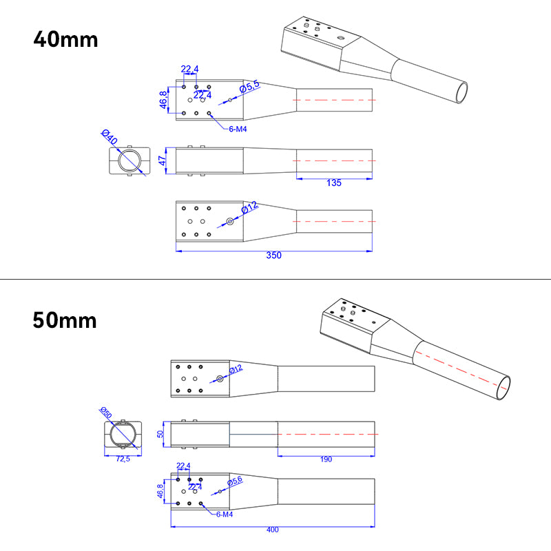 RJXHOBBY 40mm 50mm Carbon Fiber Drone Arm, Carbon fiber drone arm with premium material for rigidity, durability, and lightness.