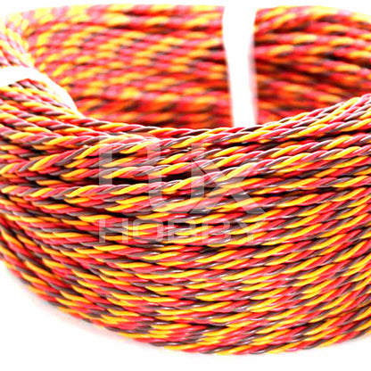 RJX 26AWG 3-Way Twisted Servo Cable, 30-Core Copper Wire for UAV RC Airplane Accessories (10m/100m)