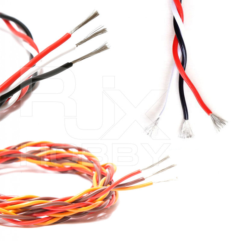 RJX 26AWG 3-Way Twisted Servo Cable, 30-Core Copper Wire for UAV RC Airplane Accessories (10m/100m)
