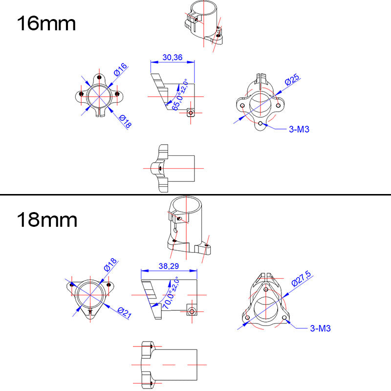 RJXHOBBY 16/18/20/25/30mm Tripod Fixed Mount Landing Gear for UAV Agriculture Drone