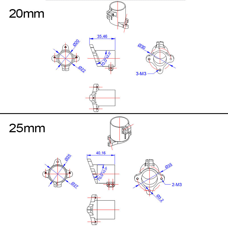 RJXHOBBY 16/18/20/25/30mm Tripod Fixed Mount Landing Gear for UAV Agriculture Drone