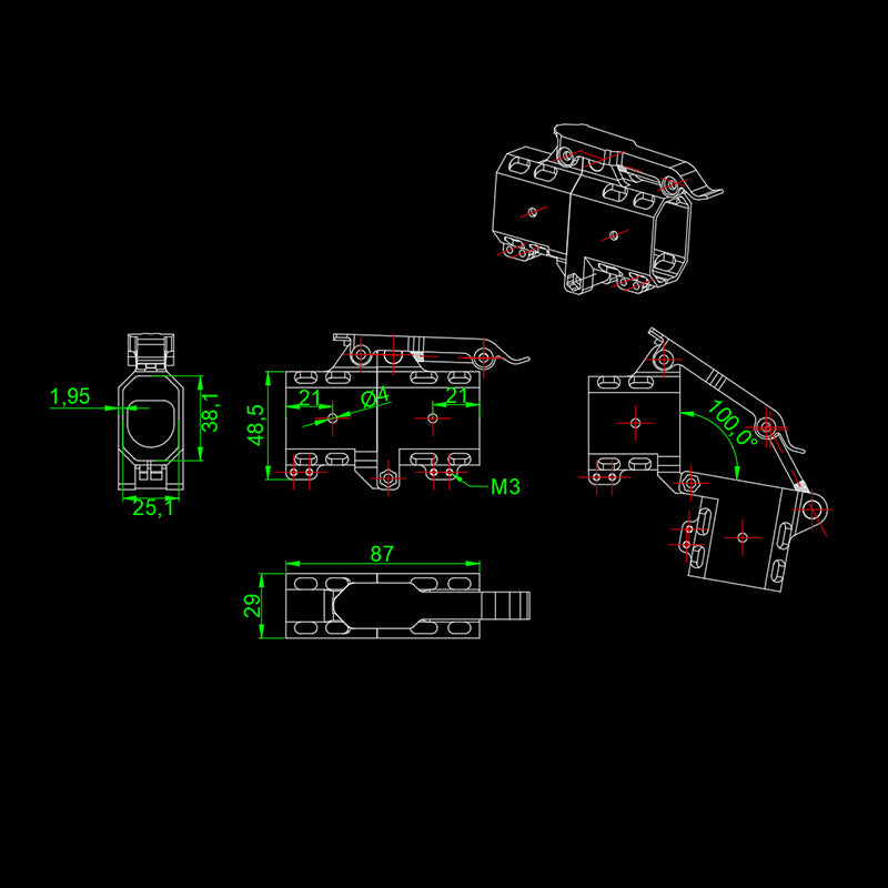 RJXHobby Custom Octagonal Shape Tube Clamp for 25x38mm Octagon Carbon Fiber Tubes