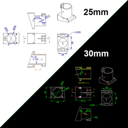 RJX plant protection drone fixed tripod 25mm / 30mm diameter landing gear frame aluminum alloy connector mount