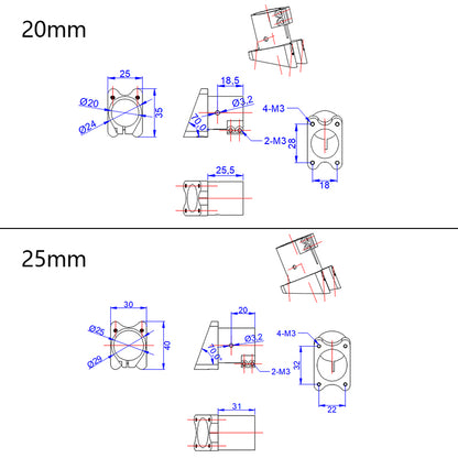 RJX 20mm 25mm 30mm Uav Tripod Aluminum Tilt Fixed Seat Landing Gear Connector